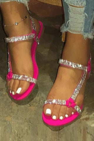 

Rhinestone Flat Crystal Beach Sandals