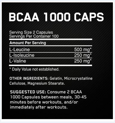 Optimum Nutrition BCAA 1000 Caps Facts