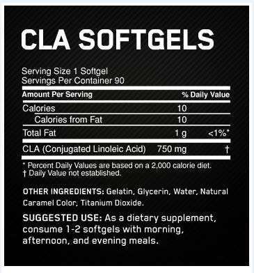 Optimum Nutrition CLA Softgels Facts