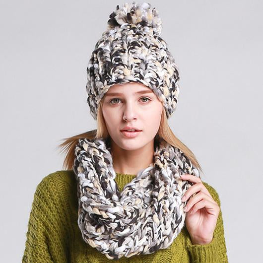 Winter Knit Scarf And Beanies Hat Set