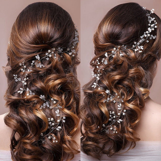 pearl and crystal hair piece