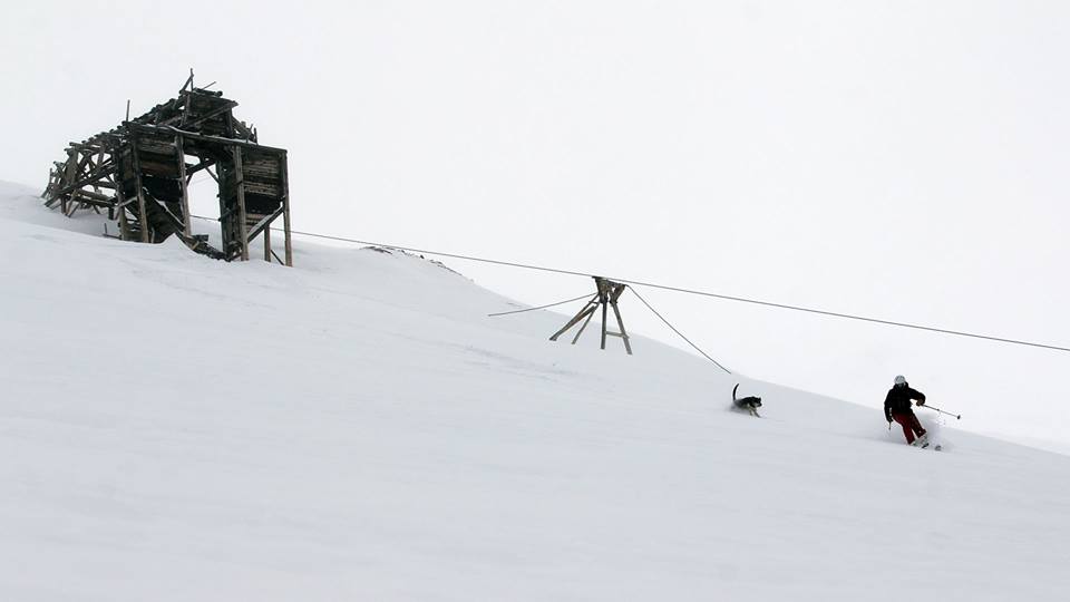 skiing around abandoned mines