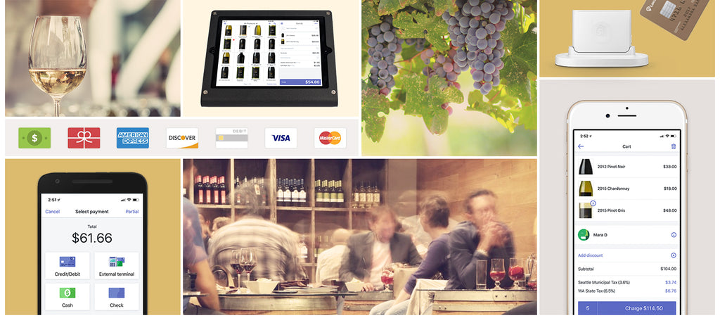 Collage of mobile devices and wine grapes