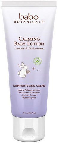 Purple container of calming baby lotion