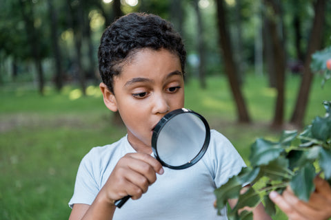 Kid on  scavenger hunt to get some exercise