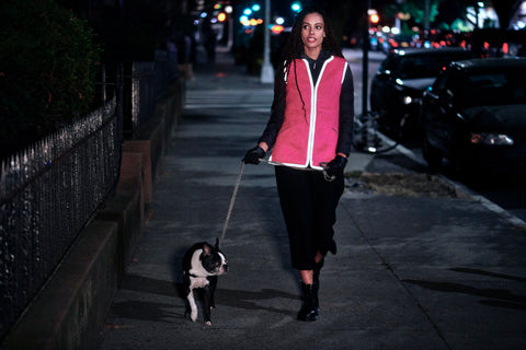 pink mohair reflective vest