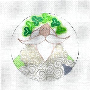 Round ~Saint Patrick's Day Santa handpainted Round Needlepoint Ornament Curtis Boehringer