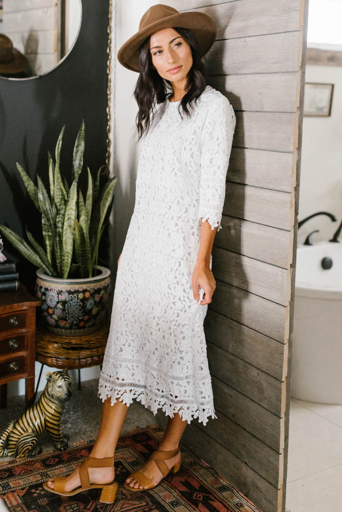 crochet lace white dress