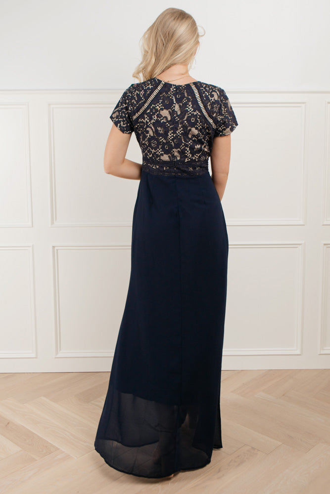 navy lace maxi dress