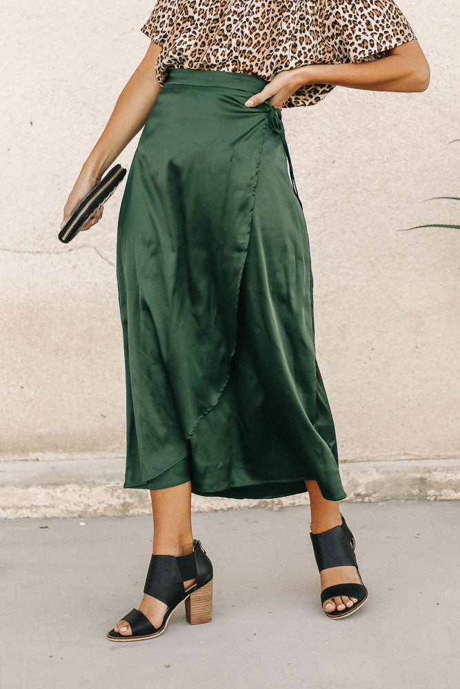 emerald green wrap skirt