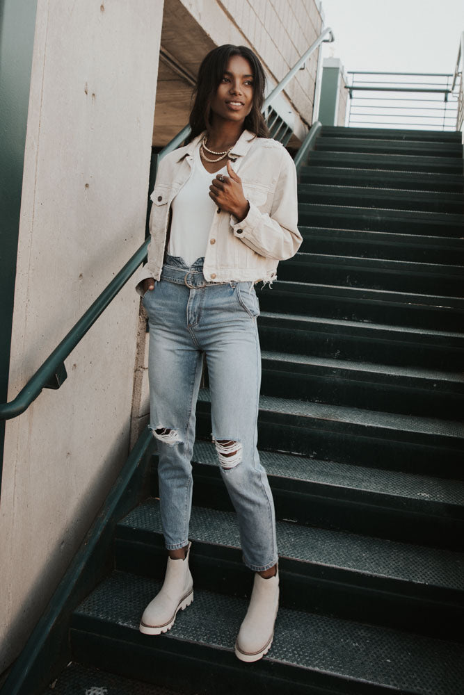 stone cropped denim jacket