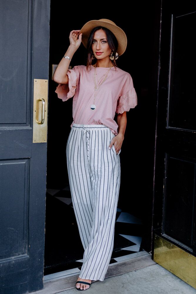 striped linen palazzo pants