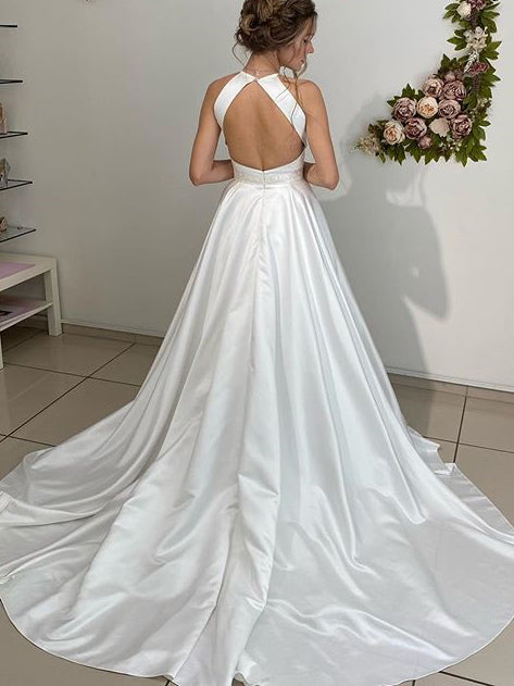 Featured image of post Halter Neck Wedding Dress Satin