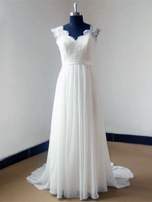 a line chiffon gown