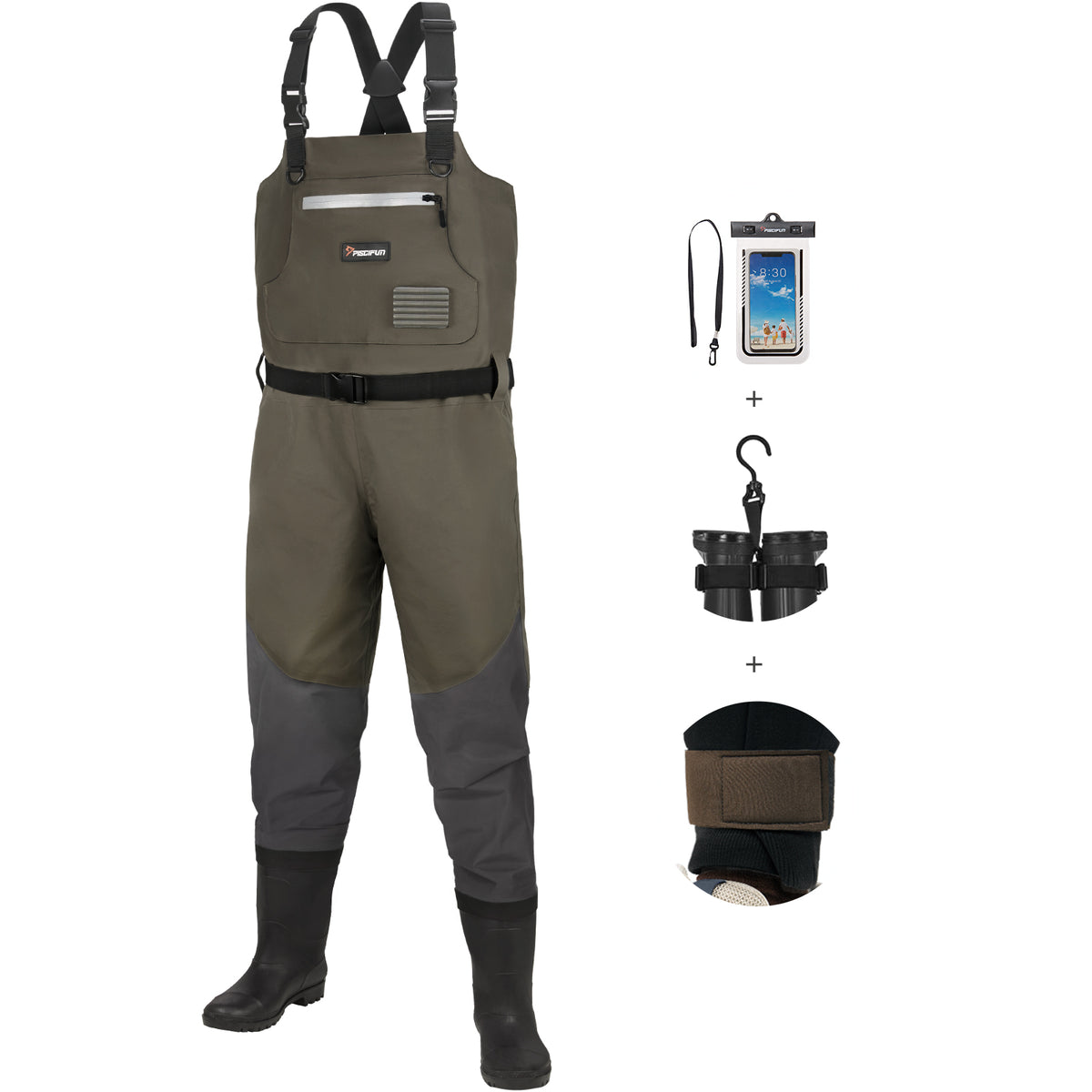 BX Chest Waders with Boots Hanger,  Waterproof Hunting & Fishing Bootfoot Wader