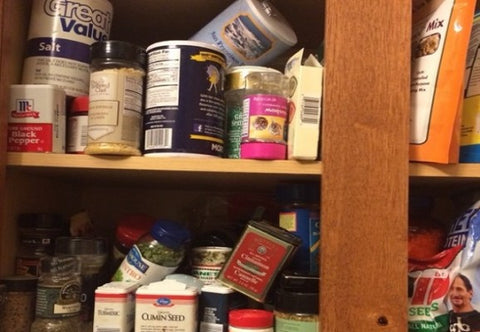 messy spice cabinet