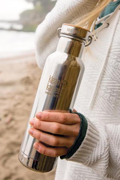 SEA YOGI // Insulated Reflect bottle with bamboo cap by Klean Kanteen, visual beach