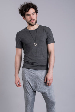 SEA YOGI // Cobra Bamboo Yoga tshirt for Men in Solid Grey by Ohmme, Online Yoga Shop, front