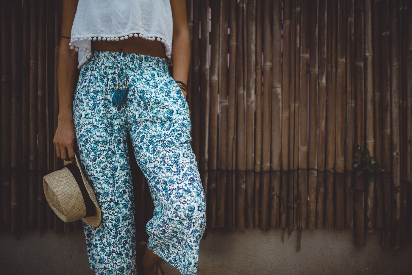 Shop Blue Midi Pants | Aanya Resortwear