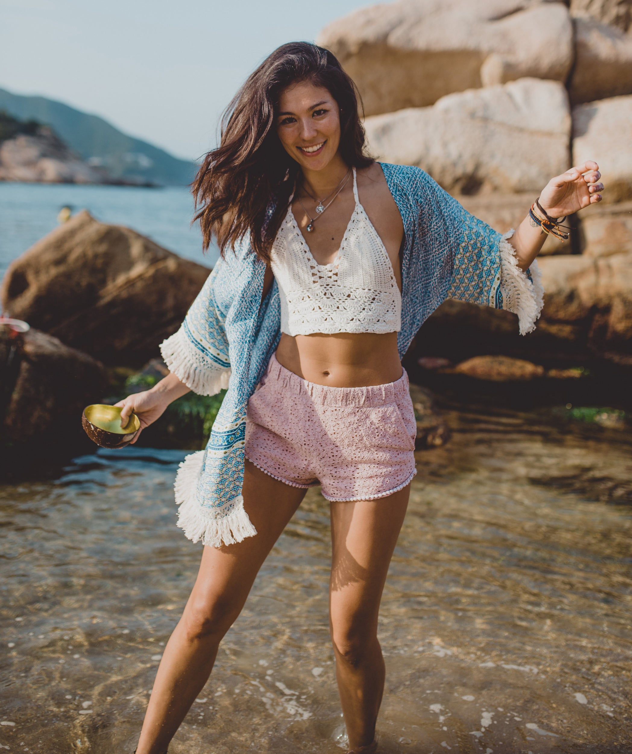 Shop Women Blue Cotton Kimono | Aanya Resortwear