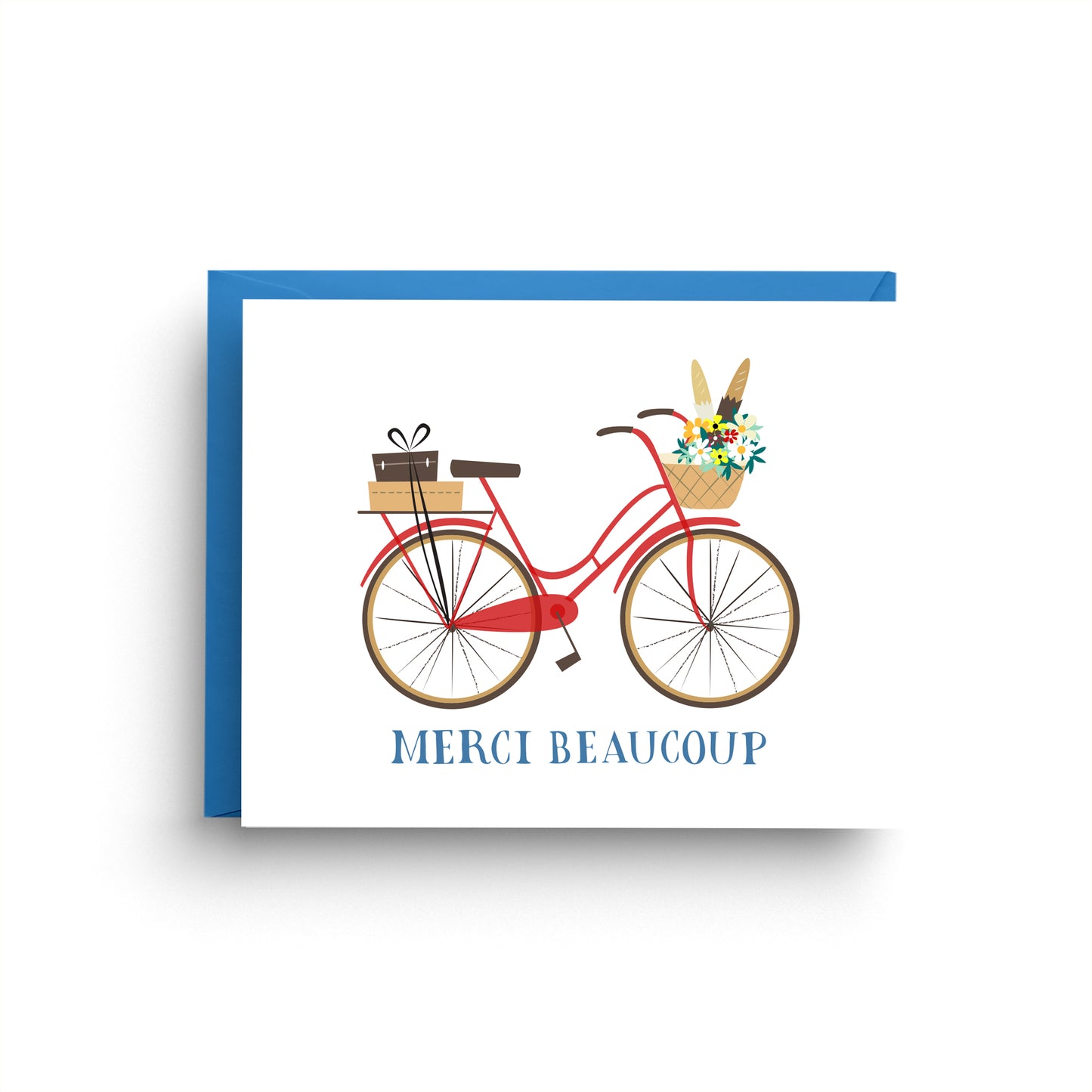 thank you card, wedding thank you, cute thank you, thank you card set, vintage bike, blue bicycle, red bicycle, bicycle thank you, retro bicycle, merci beaucoup, merci card, french card, boxed set
