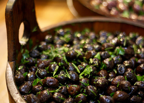 Black Moroc Freshly Dressed Olives at The Real Olive Co Stall 