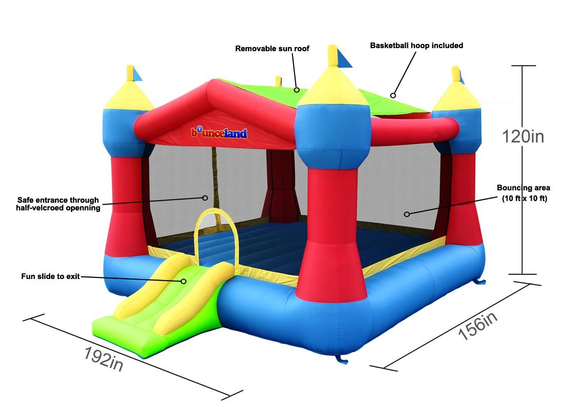 party castle residential bounce house size and dimensions