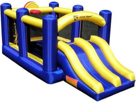 island hopper racing slide and slam bounce house