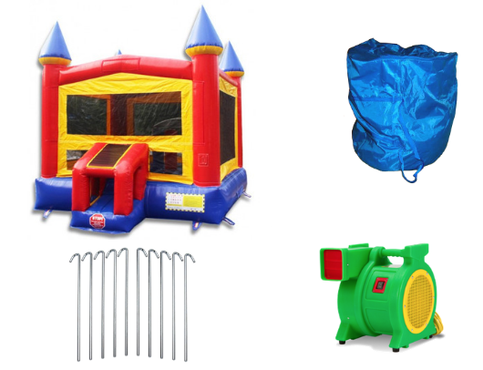 castle commercial grade bounce house with blower and accessories