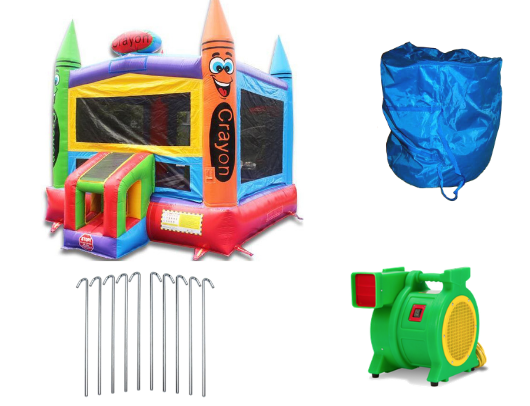 crayon commercial bounce house with blower and accessories