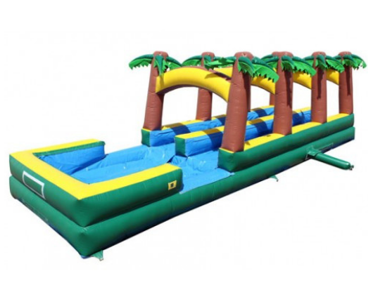 dual lane paradise inflatable slip and slide with pool