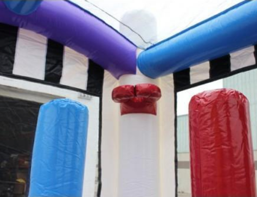 basketball hoop and pop ups inside all sports commercial bounce house