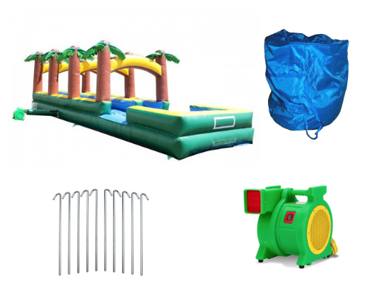 inflatable slip and slide with blower and accessories