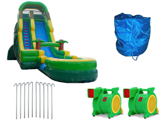 palm tree screamer commercial water slide with blowers and accessories