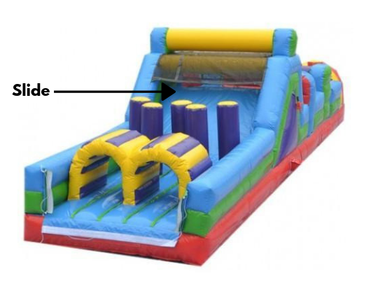 slide on the inflatable obstacle course