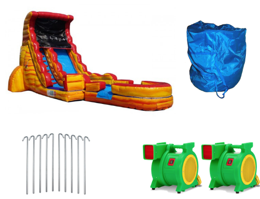 screamer inflatable water slide with blower and accessories