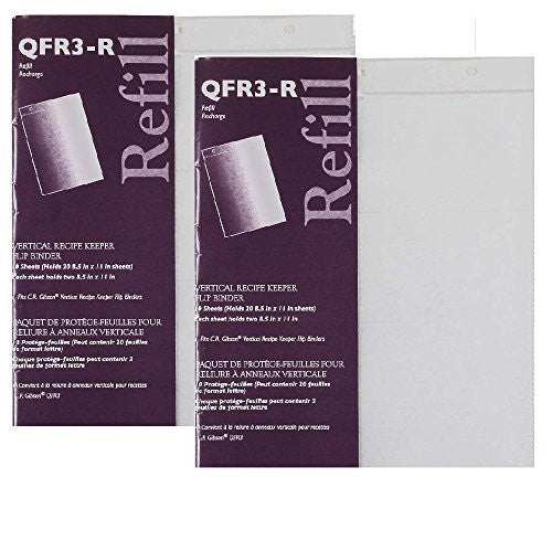 C.R Gibson Refill #QFR3-R for Vertical Recipe Keeper Storage 8.5"x11" 10 pages 