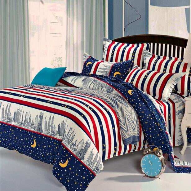 3/4pcs Bedding set Family Cotton Bedding Set Bed Sheets Pillow Quilt D