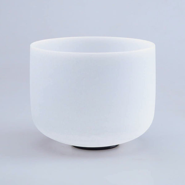 white crystal singing bowl white background