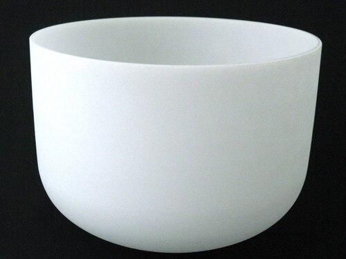 medium sized white frosted crystal singing bowl black background