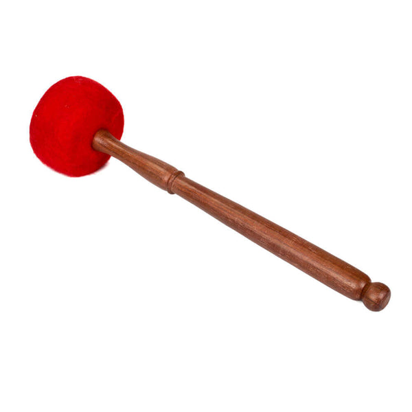 thin wooden handle mallet red felt ball pointed end