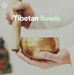 spotify album cover tibetan bowls hand holding singing bowl and mallet
