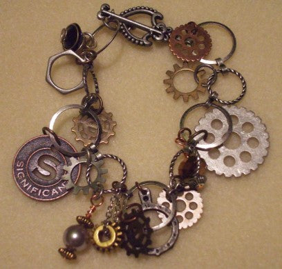 Steampunk earrings unique made of all metal gears