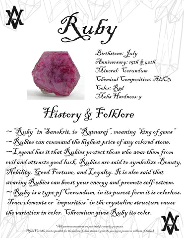 #Ruby #Crystals #Gemstones #Folklore #GemstoneMeaning #AlphaVariable