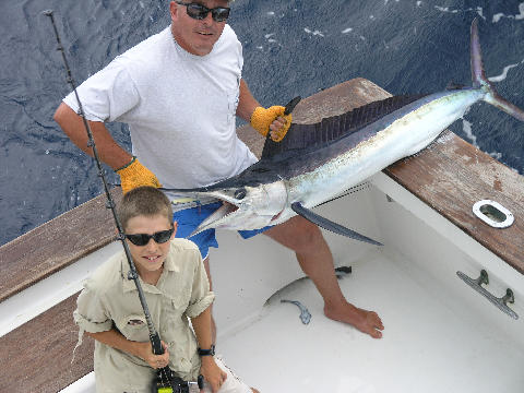 White Marlin caught on a Blue & White Monkalur aboard the Wet n' Wild with Captain Tony Ross.
