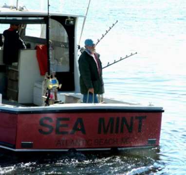 Monk aboard the Sea Mint off of Atlantic Beach, NC