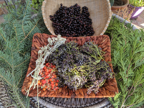 baskets of berries and twigs