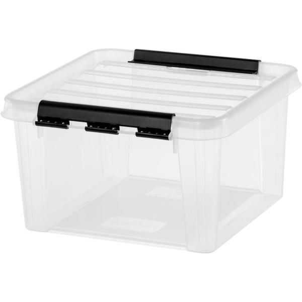 Boite a couvercle - L28xP28xH17cm - Transparent et noir (N12)