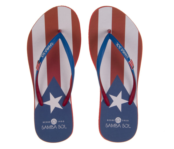 Samba Sol Womens Countries Collection Puerto Rico Flip Flops Samba Sol