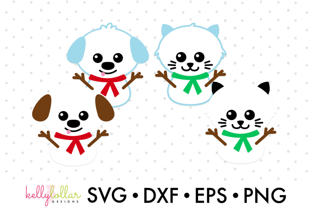 Cat and Dog Snowmen for Winter Shirts and Decor | SVG DXF EPS PNG Cut Files | Free for Personal Use